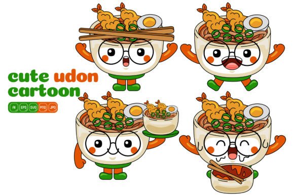 Cute Udon Mascot Vector Pack 04: Graphics & Illustrations