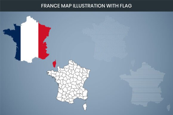 France Map Illustration with Flag Freebie Graphics Review