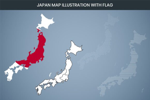 Japan Map Illustration with Flag: Freebies Graphics Review