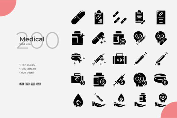 Medical Solid Icons: Clean Graphics for Digital Sellers