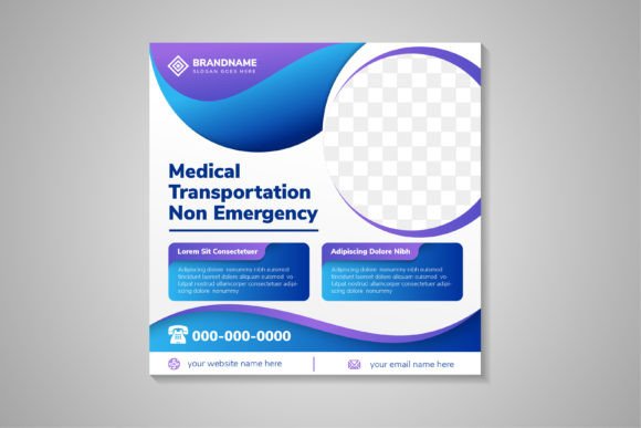 Medical Transportation Square Banner: Graphics for Social Media Templates