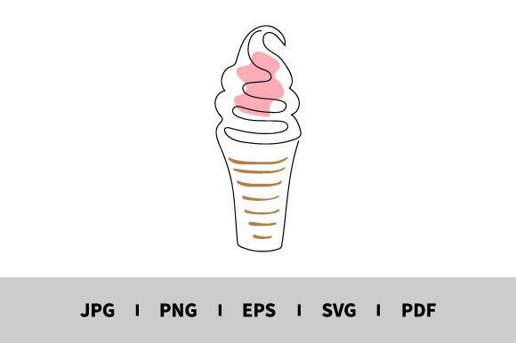 One Line Drawing Ice-Cream Vector Graphics & Illustrations