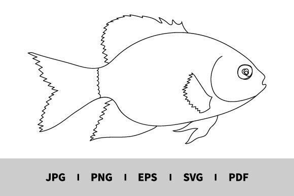 One Line Gold Fish Vector for Digital Illustrations & Graphics