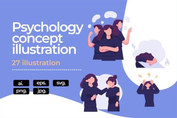 Psychology Concept Flat Illustration Graphics for Editorial Design