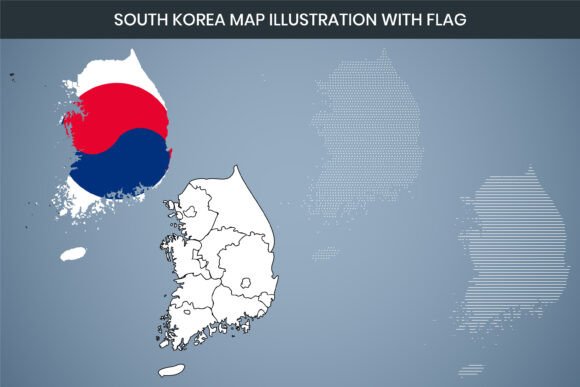South Korea Map Illustration with Flag – Freebies Graphics Review