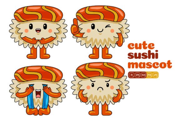 Sushi Mascot Vector Pack 02 for Embroidery Projects
