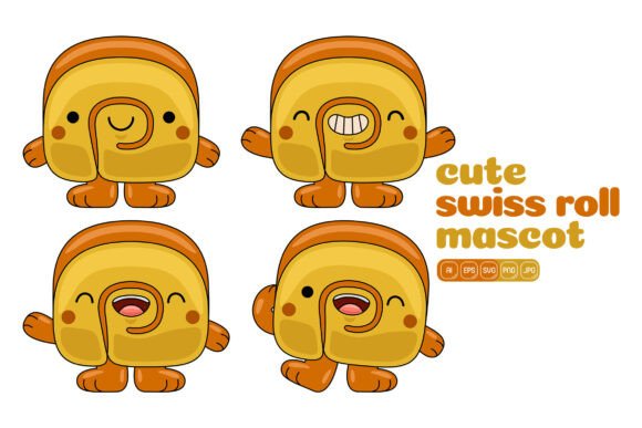 Swiss Roll Mascot Graphics for Editorial Illustrations